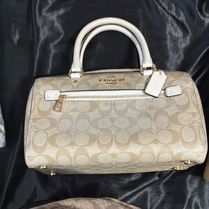 Coach Tan Satchel with Signature Design